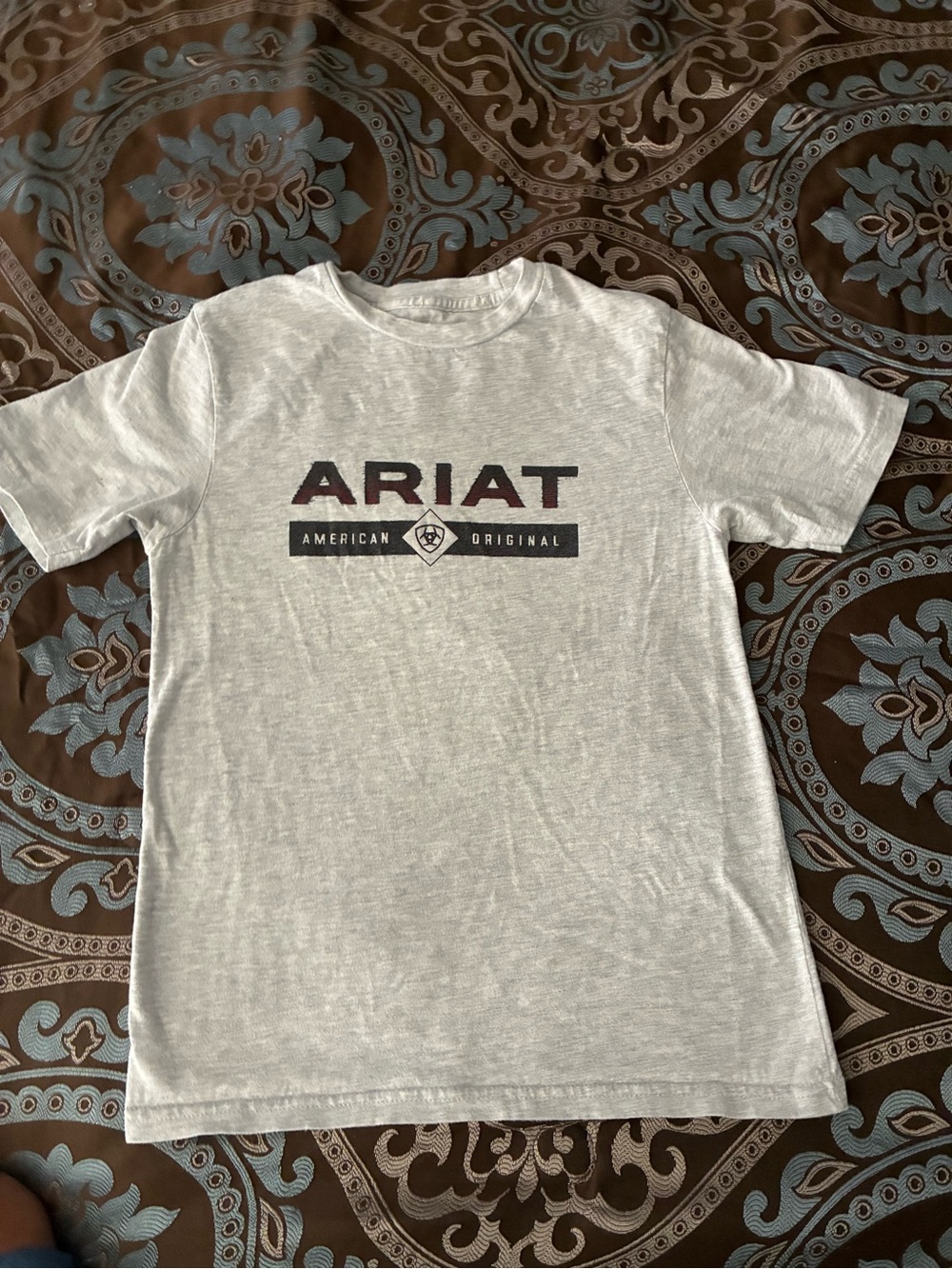 Ariat Light Gray Short Sleeve Tee with Logo